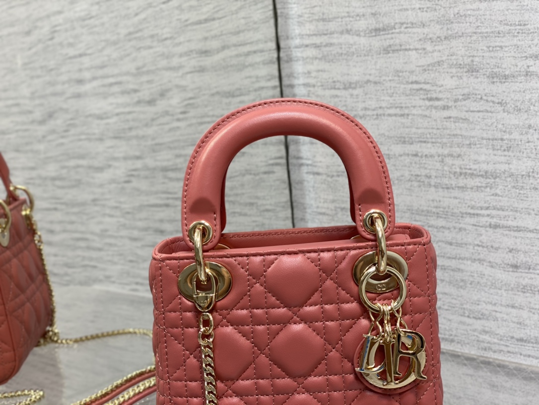 Mini Lady Dior Bag Coral Cannage Lambskin